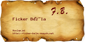 Ficker Béla névjegykártya
